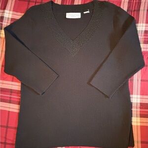 Vintage Sparkle V-Neck Sweater by First Issue Liz Claiborne